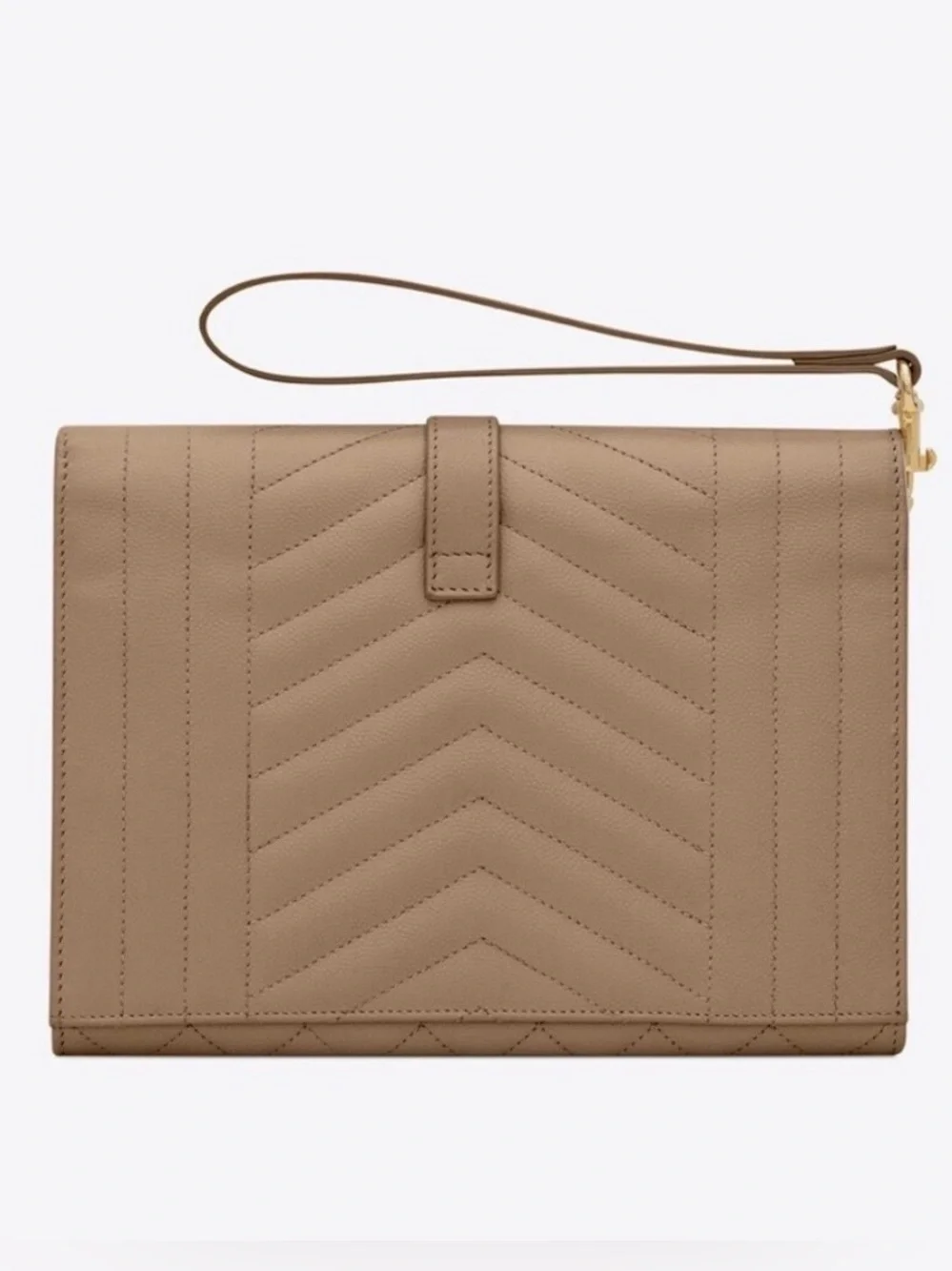 Saint Laurent Envelope Pouch in Quilted Powder Grain Embossed Leather